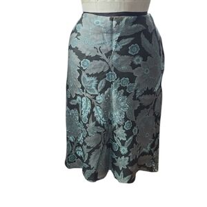 LOFT Green Print Pencil Skirt 6 Knee Length Tropical Print
